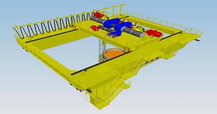 Double girder double track Foundry Crane