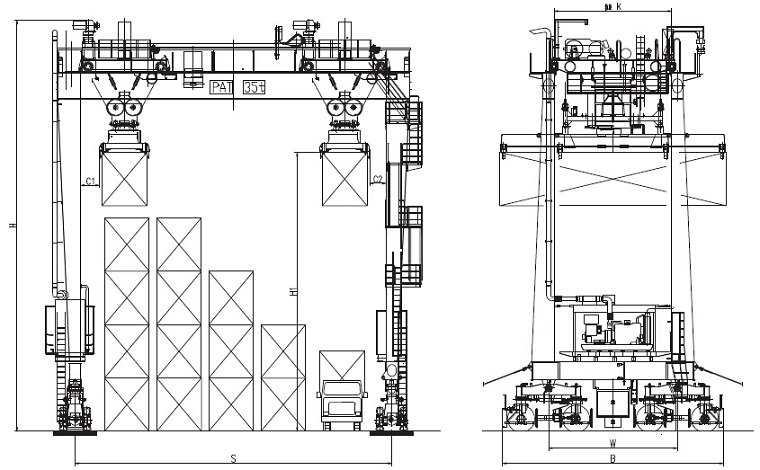 Rubber-tyred Container Gantry Crane Sketch