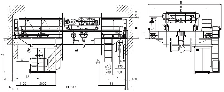 32t, 50t Explosion-proof Double Girder Crane Sketch