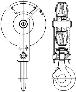 Single-pulley hook