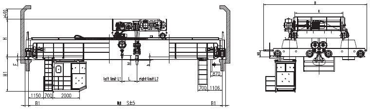 European Double Girder Overhead Crane Sketch