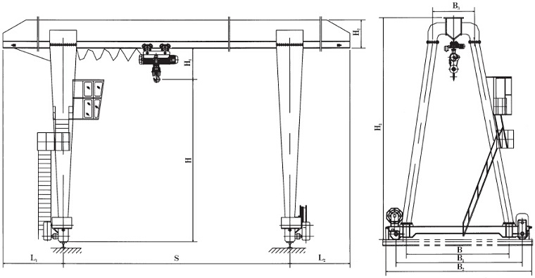 A-type Electric Hoist Gantry Crane Sketch