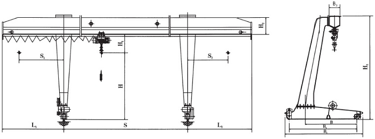 L-type Electric Hoist Gantry Crane Sketch