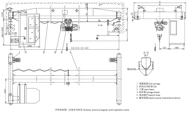 Single Girder Overhead Crane Sketch